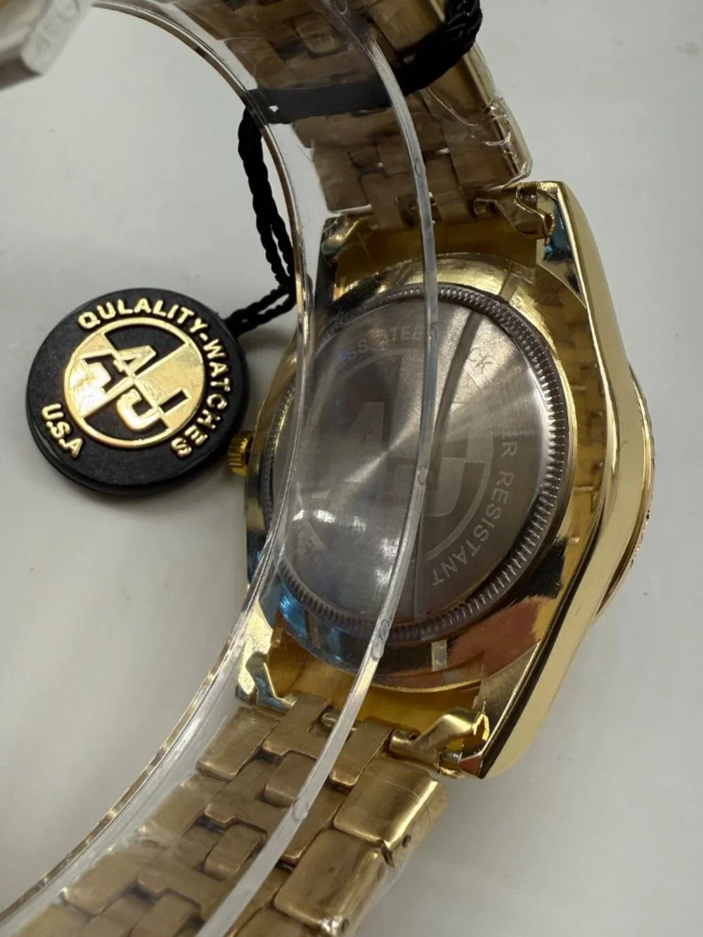AJ Quality Watches USA Men Oyster PD 41mm Black Gold Tone Quartz Watch NIB
